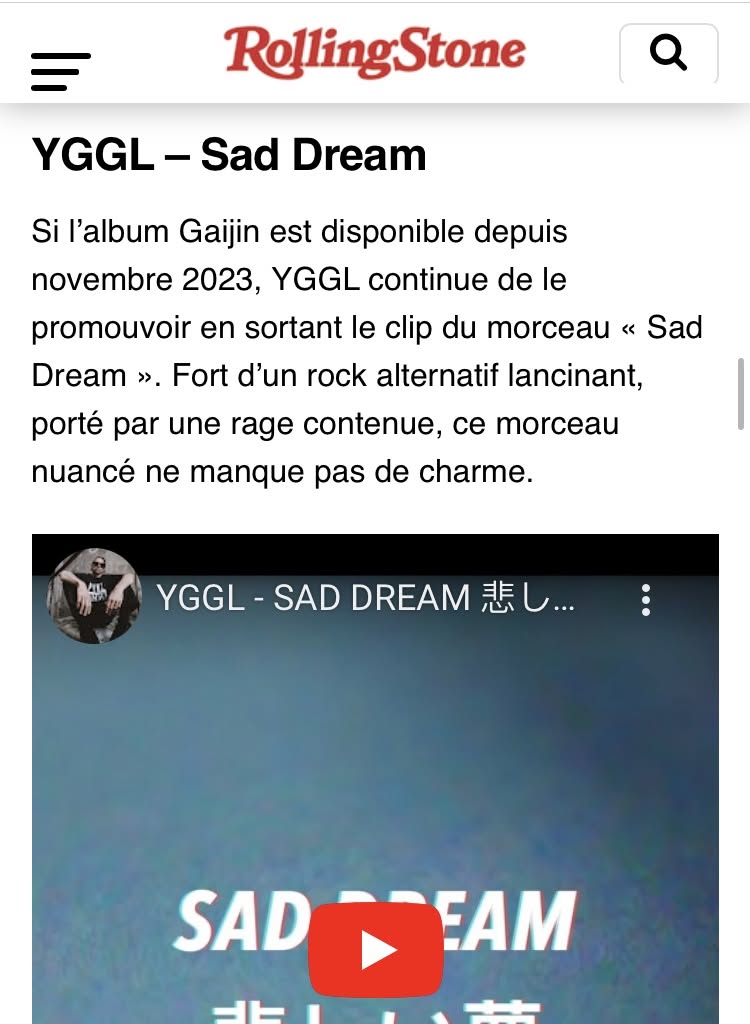 Rolling Stone France YGGL Sad Dream